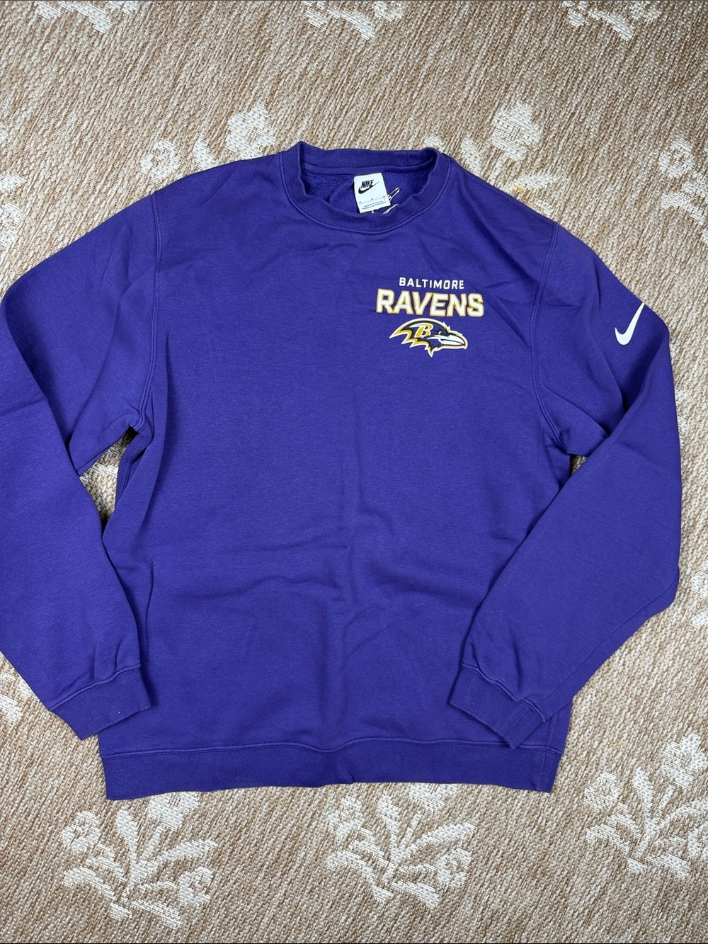 Nike Purple Baltimore Ravens Crewneck Sweatshirt with Logo